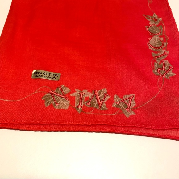 NEW Nina Ricci handkerchief red leaf motif - Picture 5 of 7